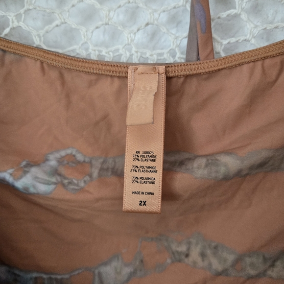 Skims Jelly Sheer Off The Shoulder Mini Dress In Tie Dye Orange Size 2X - Picture 6 of 9